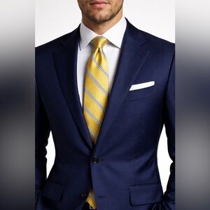 Brooks Brothers Yellow & Silver Striped Silk Tie | Made in USA |Classic Menswear